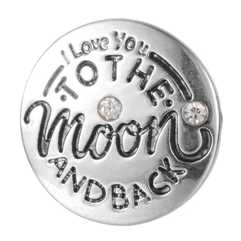 Seni seviyorum ay ve arka tasarım Snap düğmesi renkli kristal 18mm Yapış Charms DIY takı Aksesuar sevgilisi hediye Vn-2080