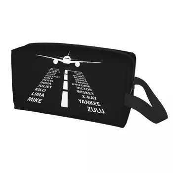 Seyahat Fonetik Alfabe Pilot Uçak Havacılık Hediye makyaj çantası Aviator Hava Fighter Makyaj Organizatör Depolama Dopp Kiti Kutusu