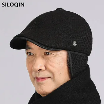 SILOQIN Yeni Kış Kalın Sıcak Bereliler Erkekler Earmuffs Kap Ayarlanabilir Boyutu kulak koruyucu baba şapkaları Orta Yaşlı Ve Yaşlı Şapka
