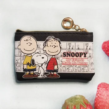 Snoopy Serisi Kart Paketleri Yatay Sürüm Pu Kart Paketi Öğrenciler bozuk para cüzdanı Kawaii Anime peluş oyuncak Kız doğum günü hediyesi