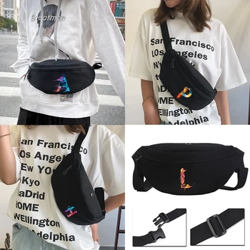 Sokak Moda Marka Unisex omuzdan askili çanta Spor Çok Fonksiyonlu Göğüs Çantası askılı çanta Boya Mektubu Baskı Desen Bel Çantası