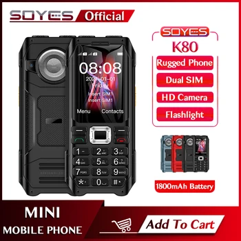 SOYES K80 GSM 2G Cep Telefonu 1800 mAh Çift SIM Kartları Çift Torch Fener Loud Ses MP3 FM Titreşim Yaşlı Cep Telefonu