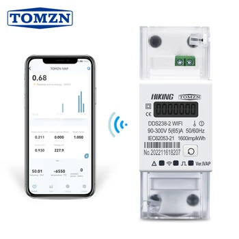 TOMZN 1P + N 65A Tuya WIFI Akıllı Çift Yönlü Enerji metre zamanlayıcı Güç Tüketimi Monitörü kWh Metre Wattmetre SMARTLİFE