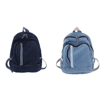 Tüm Maç Sırt Çantası Denim Sırt Çantası Çift Omuz okul çantası Mavi Jean Sırt Çantası Schoolbag Kadınlar Kızlar için Alışveriş