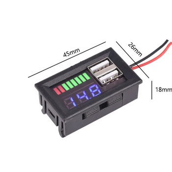 USB 5V 2.4 A Araba Voltmetre Gerilim Metre Paneli 12V-24V 3S-7S Lityum Pil Kapasitesi Göstergesi Güç Test Cihazı Li-İon Kurşun asit