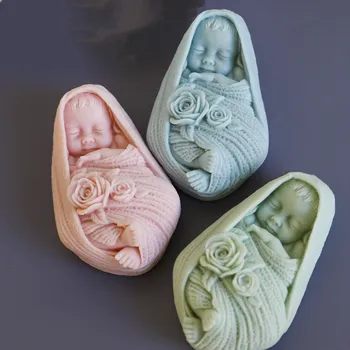 Uyku Bebek Silikon Sabun Kalıp Örgü Bebek Reçine Sabun Yapımı Kalıpları Bebek Duş Hediye Mum Sanat Dekorasyon Zanaat Kalıp