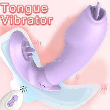 Uzaktan Kumanda Yalama Dil Yapay Penis Vibratörler Kadınlar için Külot Klitoris Stimülatörü Seks Makinesi Kadın Masturbator Vajina Oyuncak