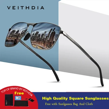 VEITHDIA Marka Unisex Tasarımcı Moda Kare Güneş Gözlüğü Erkek Polarize Kaplama Ayna güneş gözlüğü Gözlük Aksesuarla Erkekler Için