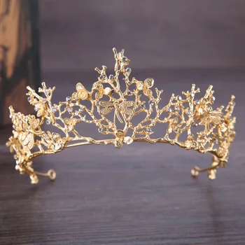 Vintage Düğün Taç suni elmas kelebek Kristal Taç Gelin Düğün saç aksesuarları Prenses Taç Headdress El Yapımı Hediyeler