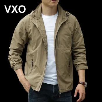 VXO erkek Açık Yürüyüş Kamp Ceketler Su Geçirmez kapüşonlu ceket Rahat Ceket Taktikleri Askeri Ceket Erkek Dış Giyim Tops 6XL
