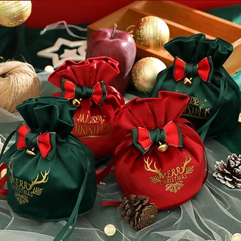 Yaratıcı Noel Bez hediye çantası Noel Elma Şeker Çantası Noel Ağacı Süslemeleri Ev için Noel Süsler Yeni Yıl