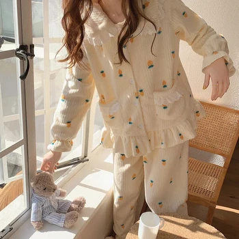 Yasuk Sonbahar Kış Moda kadın Rahat Güzel Baskı Havuç Sıcak Yumuşak Pijama Gevşek Pijama Pantolon Pazen Kazak