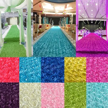 Yeni 140 cm Genişlik Saten kumaş 3D Gül Çiçek Koridor Koşucu Evlilik Halı Perde Düğün Backdrop Dekorasyon 10 m / grup