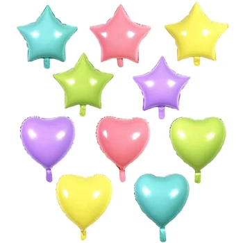 Yeni 18 İnç sevgililer Günü Düğün Doğum Günü Dekorasyon Macarone Kalp şeklinde Beş Köşeli Yıldız Alüminyum Film Balon