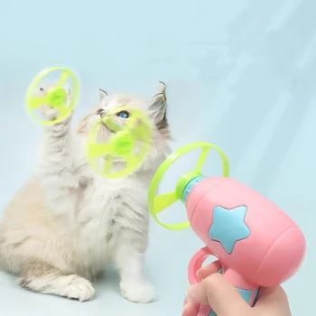 Yeni Komik Kedi Interaktif Teaser Eğitim Oyuncak Yavru Interaktif Oyunlar Pet Malzemeleri Aksesuarları 1 Silah + 4 Frizbi