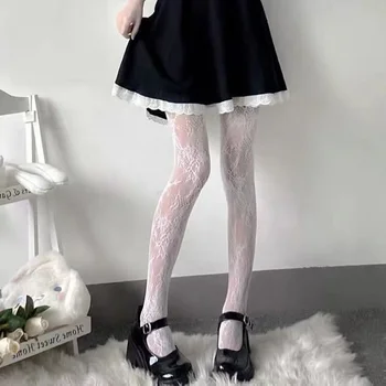 Yeni Tayt Kadın Anime Külotlu 2022 Moda Desen file çoraplar Seksi Harajuku Çorap Naylon kadın Lolita Beyaz Tayt