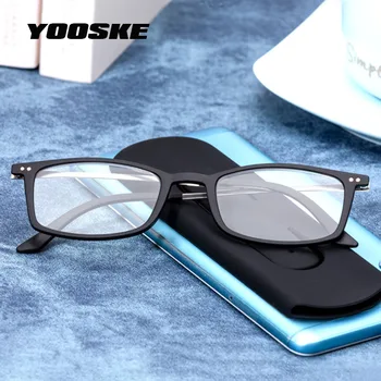 YOOSKE Ultra ince okuma gözlüğü Erkekler HD Anti-mavi ışık gözlük Kadın Cep telefon tutucu Ultralight High-end Gözlük Kare