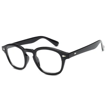 Yuvarlak Gözlük Çerçeve Vintage Perçin klasik Gözlük Küçük Boy gözlük çerçeveleri Ultralight Şeffaf Şeffaf Lens Gözlük Unisex