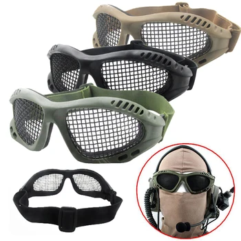 Yüksek Kaliteli Avcılık Taktik Paintball Gözlük Gözlük çelik tel örgü Airsoft Net Gözlük Şok Direnci Göz Oyunu Koruyucu