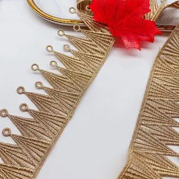 Zarif Nakış Altın İplik İçi Boş Taç Dantel Kumaş DIY El Yapımı Yaka Trim Elbise Şapka Dikiş Malzemeleri