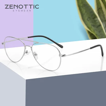 ZENOTTIC Klasik Pilot Gözlük Çerçeve Erkekler Kadınlar İçin Moda Miyopi Reçete Gözlük Çerçeveleri Marka Tasarımcısı Optik Gözlük
