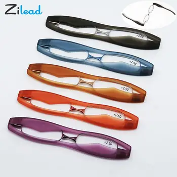 Zilead 360 Dönen okuma gözlüğü Erkekler Kadınlar Ultra hafif Taşınabilir Katlanır Presbiyopi Gözlük Mini Reçine Okuma Gözlükleri + 1 + 4