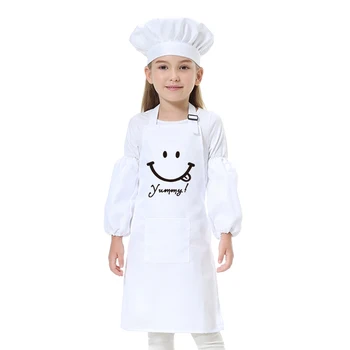 Çocuk Önlük Özel Logo Boyama Elbise Anaokulu Reklam Kollu şef şapkası Kiti Pişirme Pişirme Dıy Sınıf Önlük
