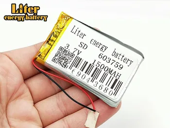 Şarj edilebilir 3.7 V polimer lityum pil 603759 063759 1500mAh Pil İçin PCB İle Oyuncak MP3 MP4 GPS Hoparlör led ışık Kamera