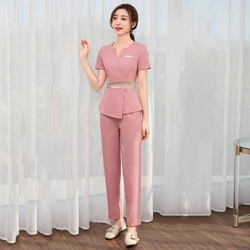 Güzellik Salonu İş Elbiseleri Kadın Yaz Güzellik Sağlık üniforma Set Yeni High-end Yüksek Kaliteli