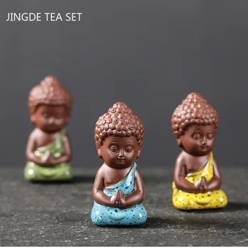 Çin Yixing Mor Kil Çay Pet Güzel Şekil Heykeli çay masası Süslemeleri Ev Masaüstü Dekor Mor Kil çay seti Aksesuarları